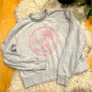 VANS pink floral crop sweater tropical off the wall size XS heather grey